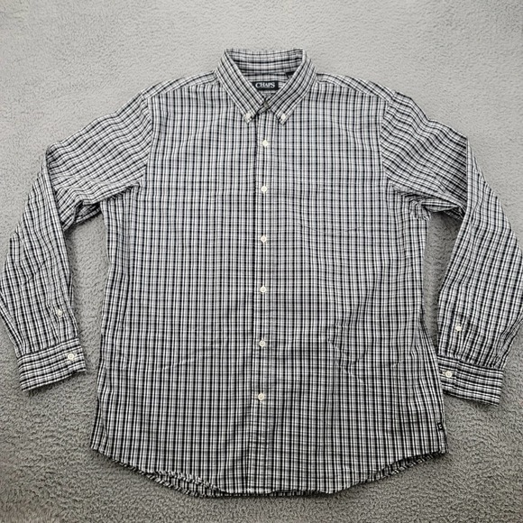 Chaps Shirt Mens‎ XL Black White Plaid Button Down Stretch Easy Care Classiccore - Picture 1 of 16